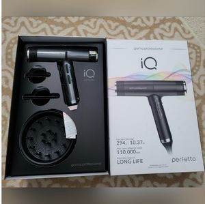 New GAMA Italy IQ PerfettoProfessional Lightweight Hair Dryer Black Open Box